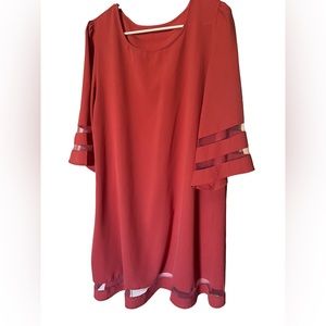 Coral dress with flutter sleeves peekaboo hems size XL